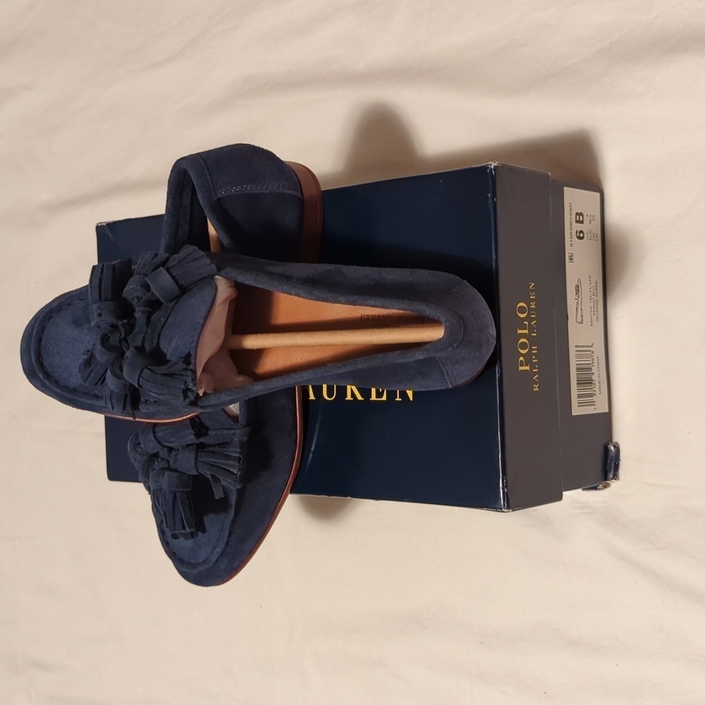 Polo Ralph Lauren Ashtyn Indigo blue reverse suede loafers Size 6 B. - Picture 5 of 8